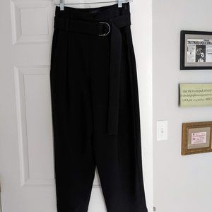 COS pants with paperbag waist and D-ring belt in black, size 4